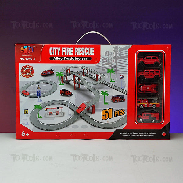 city-fire-rescue-track-set-w-alloy-cars-fire-trucks-51-pcs-for-kids