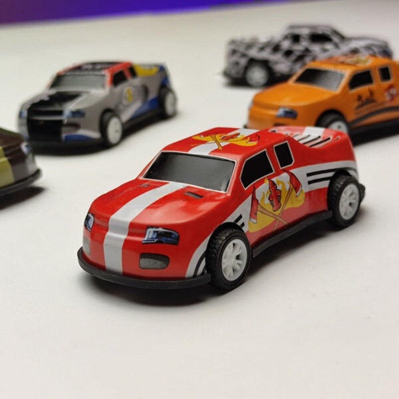Set of 6 High Speed Striped Mini Racing Cars
