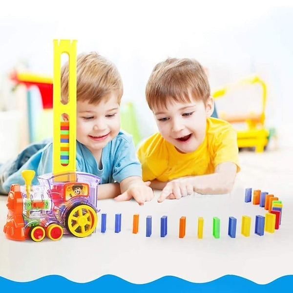 The Domino Train Toy Set w/ 60 Dominos Music & Lights Toy for Kids
