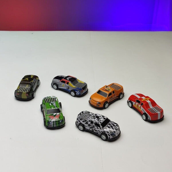 Set of 6 High Speed Striped Mini Racing Cars