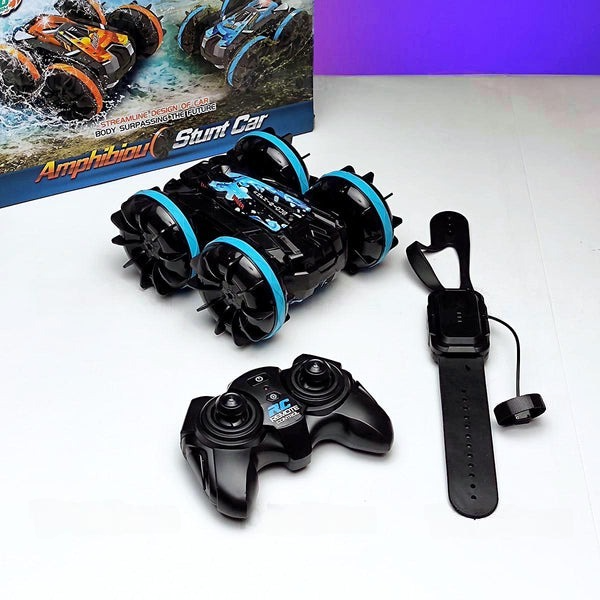 Amphibious WaterProof 360 Multi-Function Stunt Car with RC and Watch for Kids